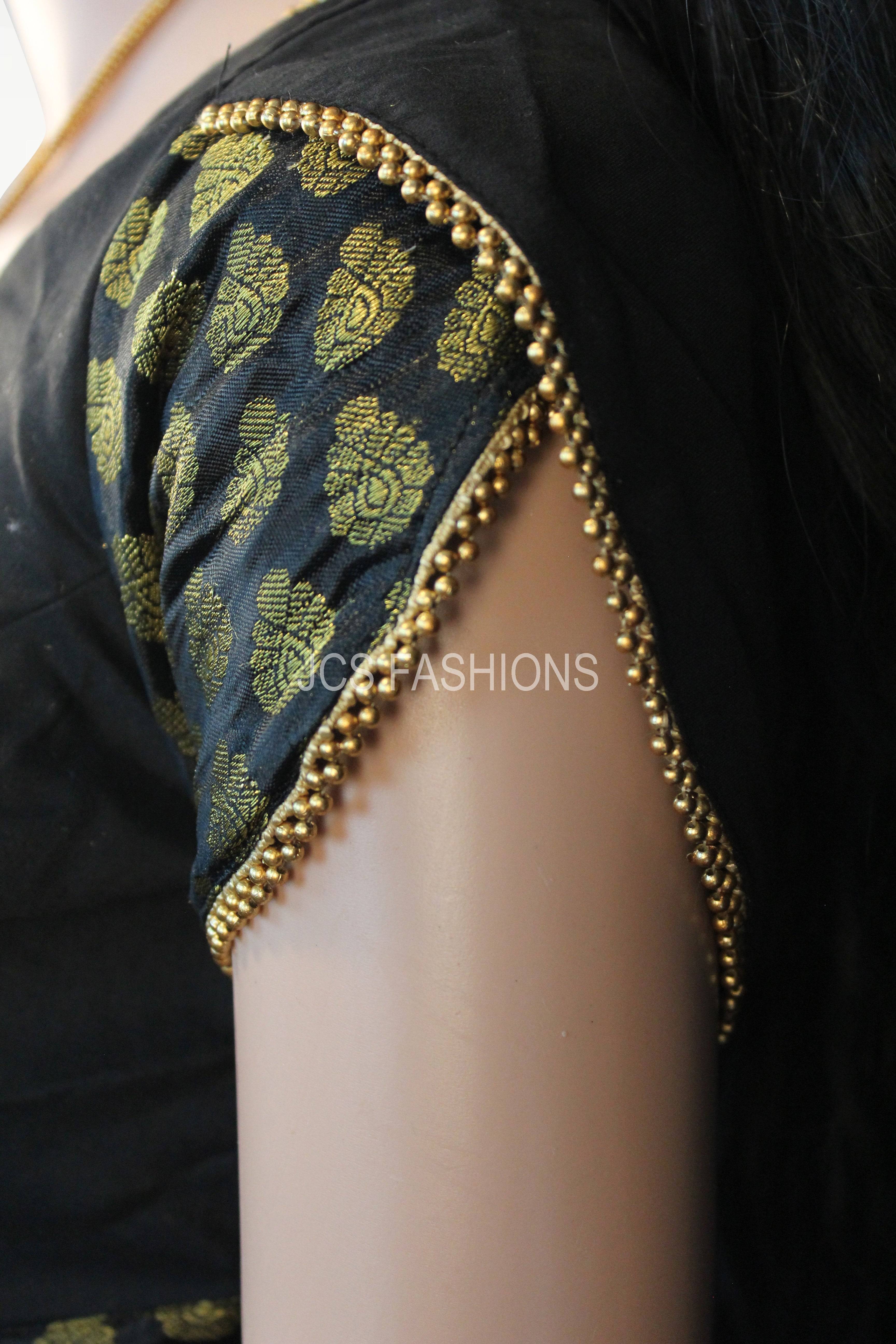 Lightweight Wrinkle Chiffon Saree with Gold Zari Buttes Saree JCS Fashions