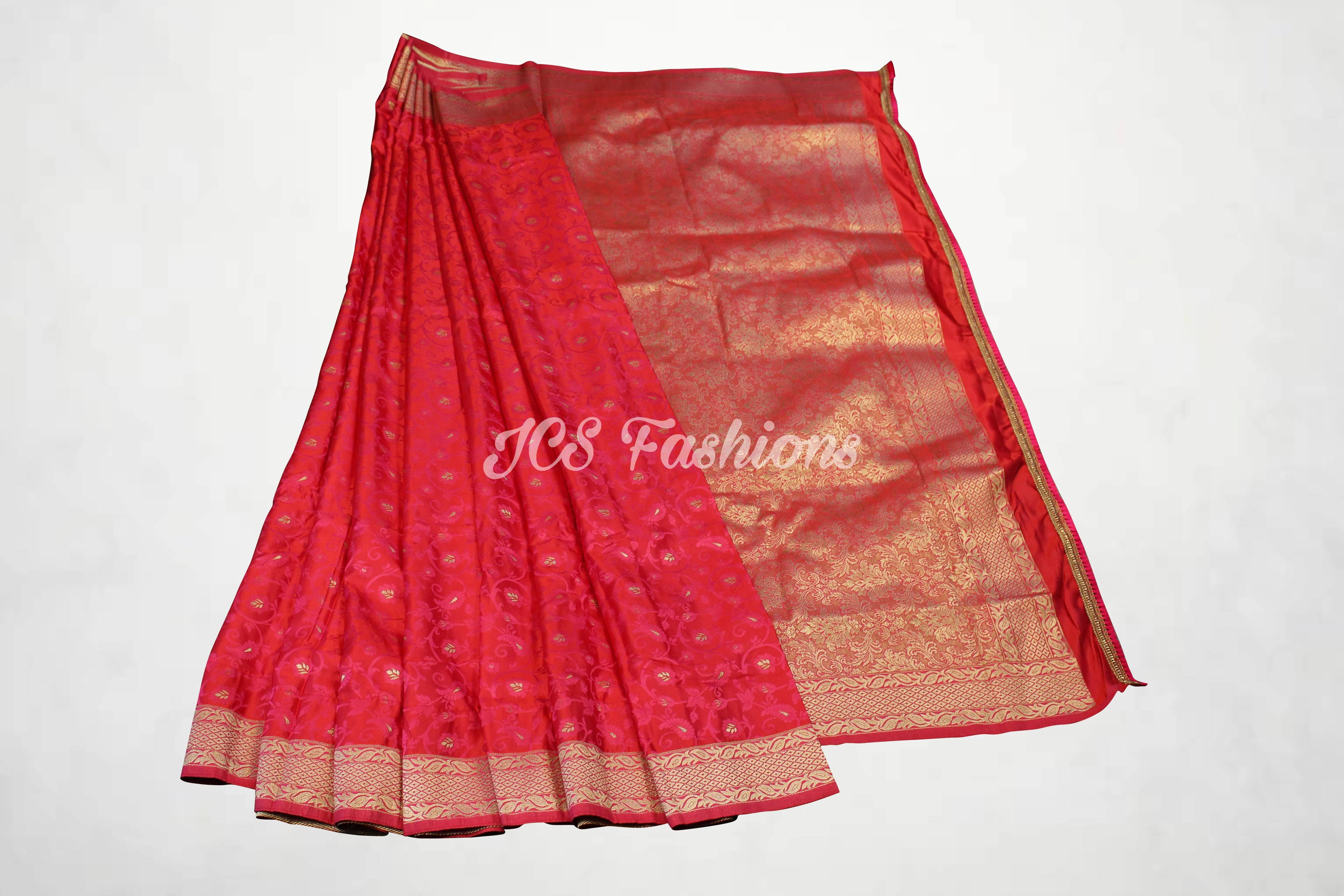 Soft Silk Saree, Fully Stitched Maggam Work Blouse