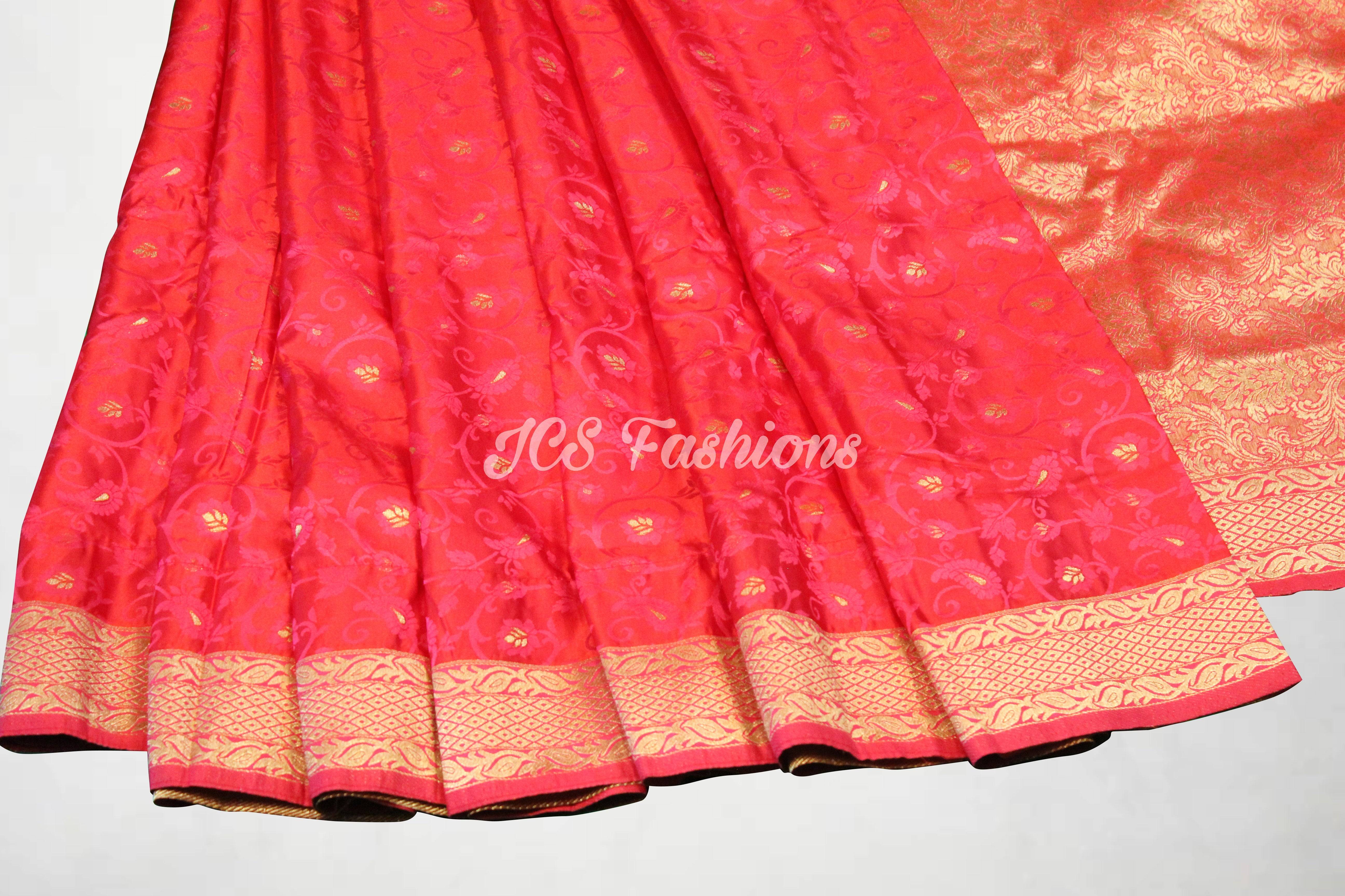 Soft Silk Saree, Fully Stitched Maggam Work Blouse