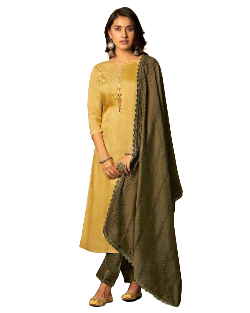 Fancy hand work 3 piece Salwar suit in Mustard Salwar JCS Fashions Mustard yellow Medium (38)