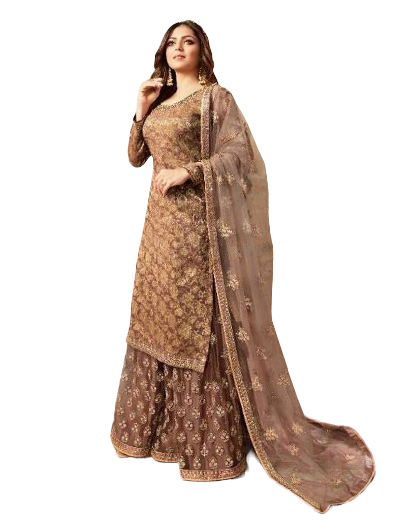 Kurta And Palazzo With Dupatta in Brown Color Kurti JCS Fashions Brown Medium (38)