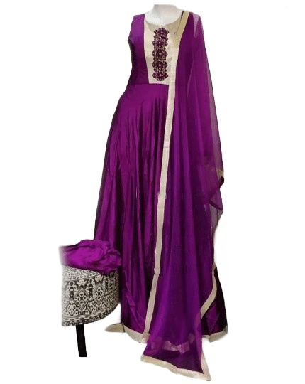 Silk Designer Full Flare Anarkali Long Gown Kurti JCS Fashions purple Medium (38)