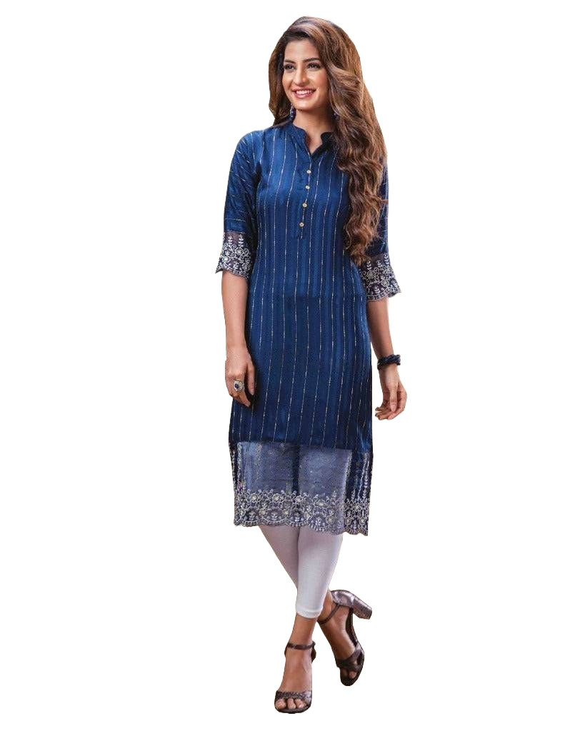 Luxury Rayon Embroidery Kurti: Stylish, Chic and Finest Quality Kurti JCS Fashions Blue XX-Large (44)