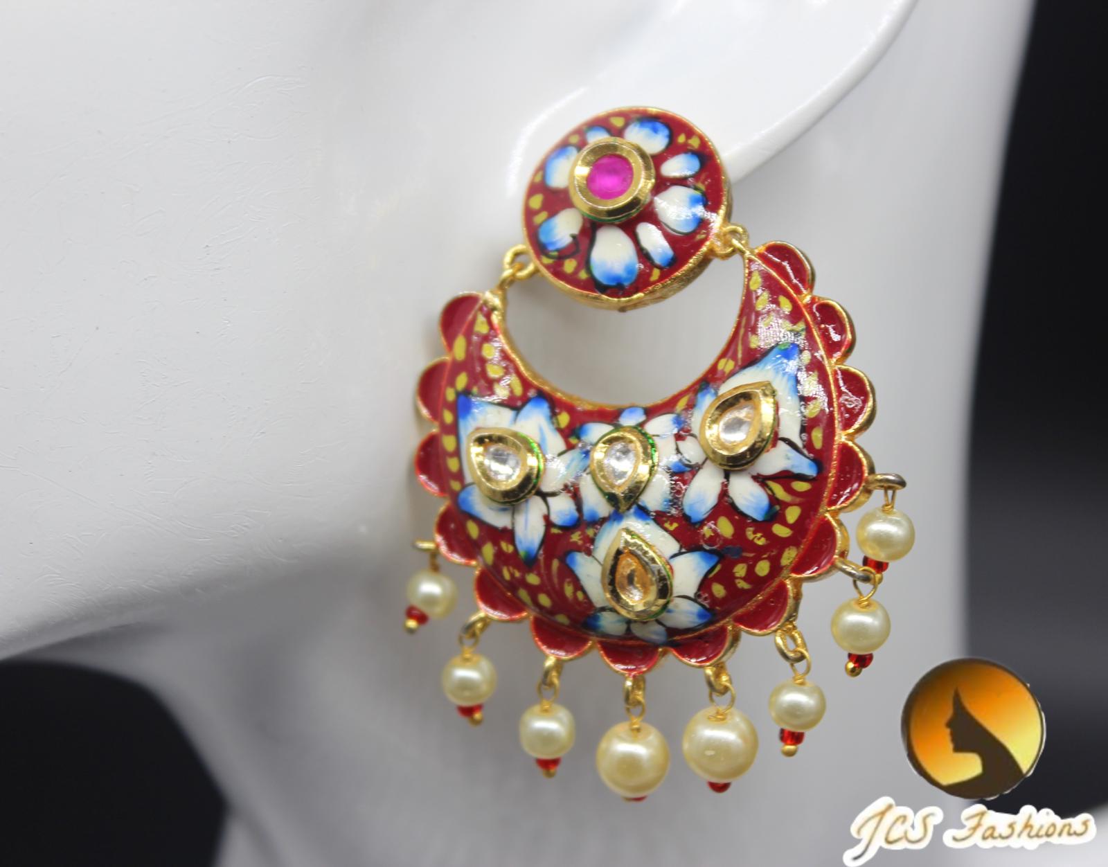 Elegant Kundan Earrings with Beads – Traditional Charm and Modern Grace