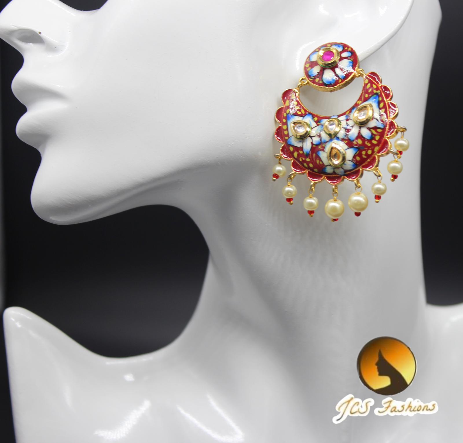 Elegant Kundan Earrings with Beads – Traditional Charm and Modern Grace