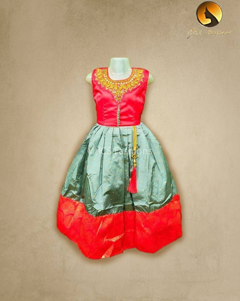 Kids silk cotton frock with Cancun Kids JCS Fashions Red 22