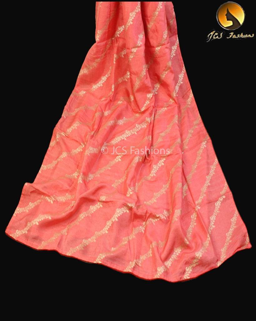 Elegant Salmon-Colored Munga Crepe Saree with Stitched Blouse Saree JCS Fashions