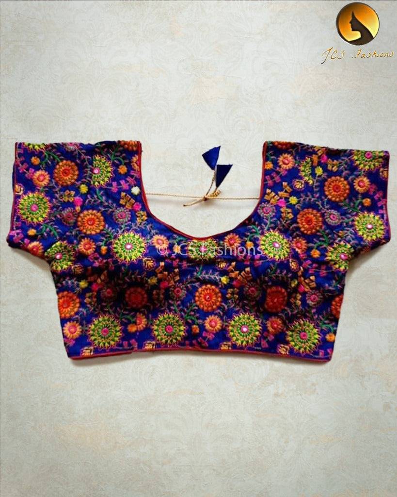 Women's Kachi Work Gamthi Work Blouse Blouse JCS Fashions Royal Blue 38