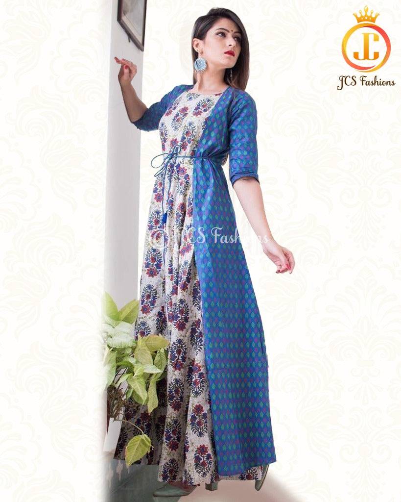 Pure muslin Long gown With Long over-coat Kurti JCS Fashions