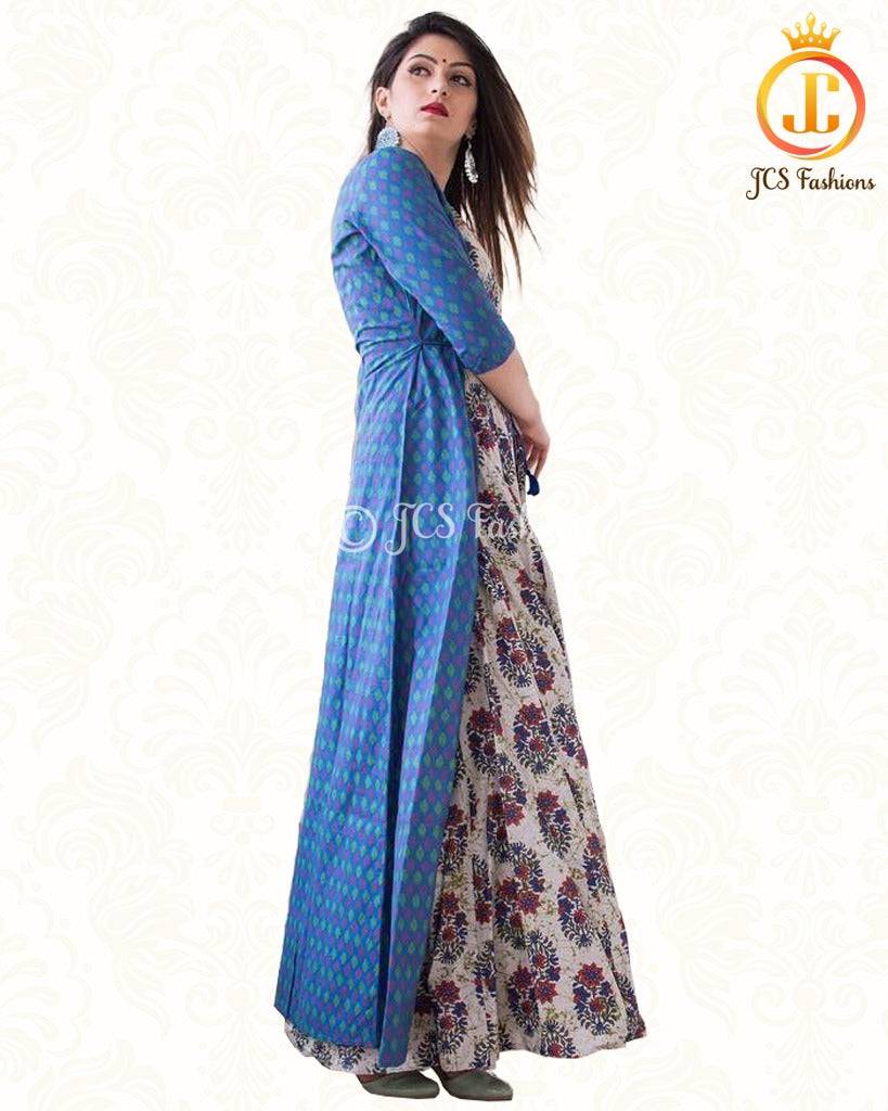 Pure muslin Long gown With Long over-coat Kurti JCS Fashions