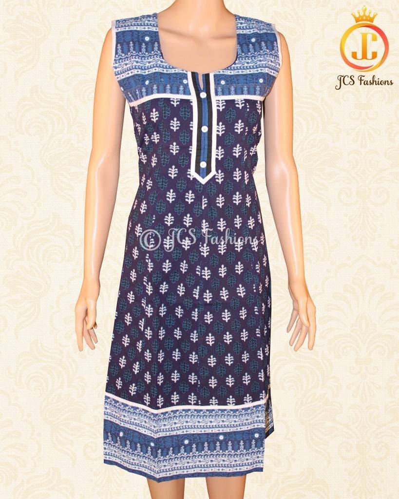 Cotton Designer Kurtis For Summer Casual Wear | JCS Fashions Kurti JCS Fashions Blue Large (40)