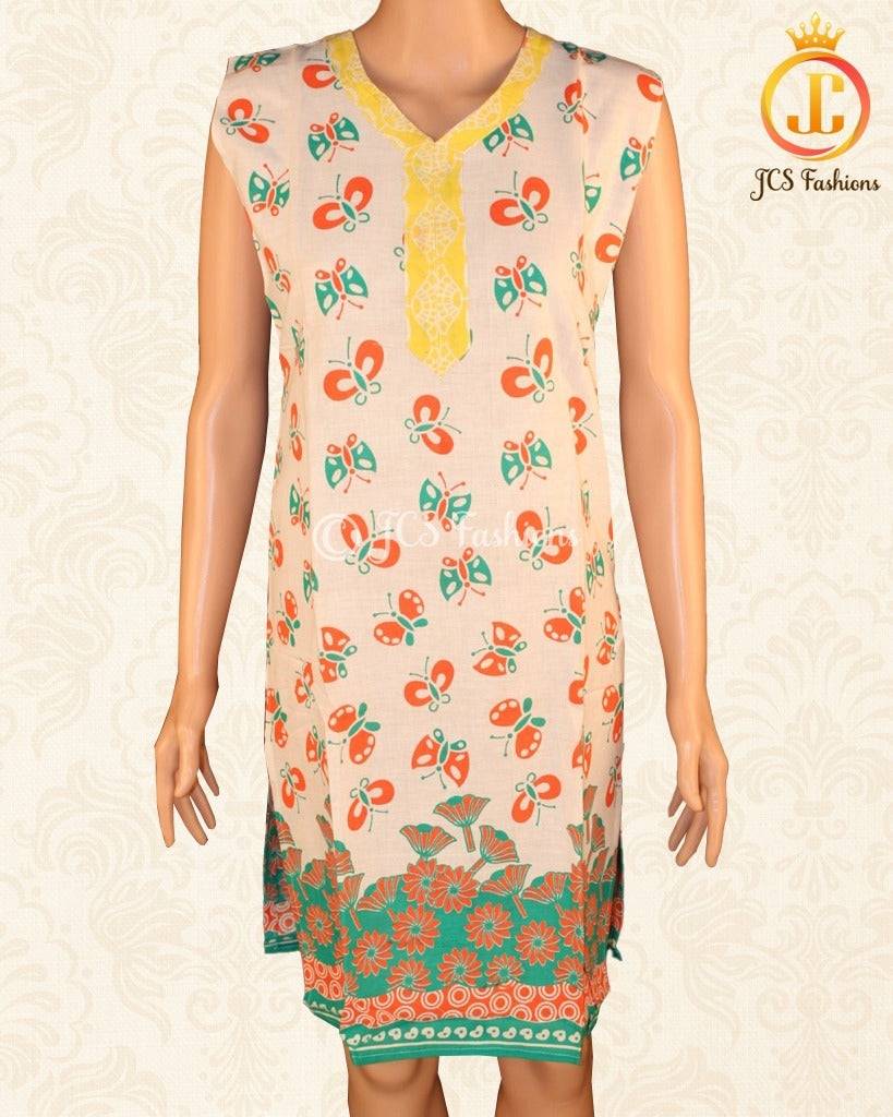 Summer Cotton Kurtis | Summer Casual Wear Collection Kurti JCS Fashions White Large (40)