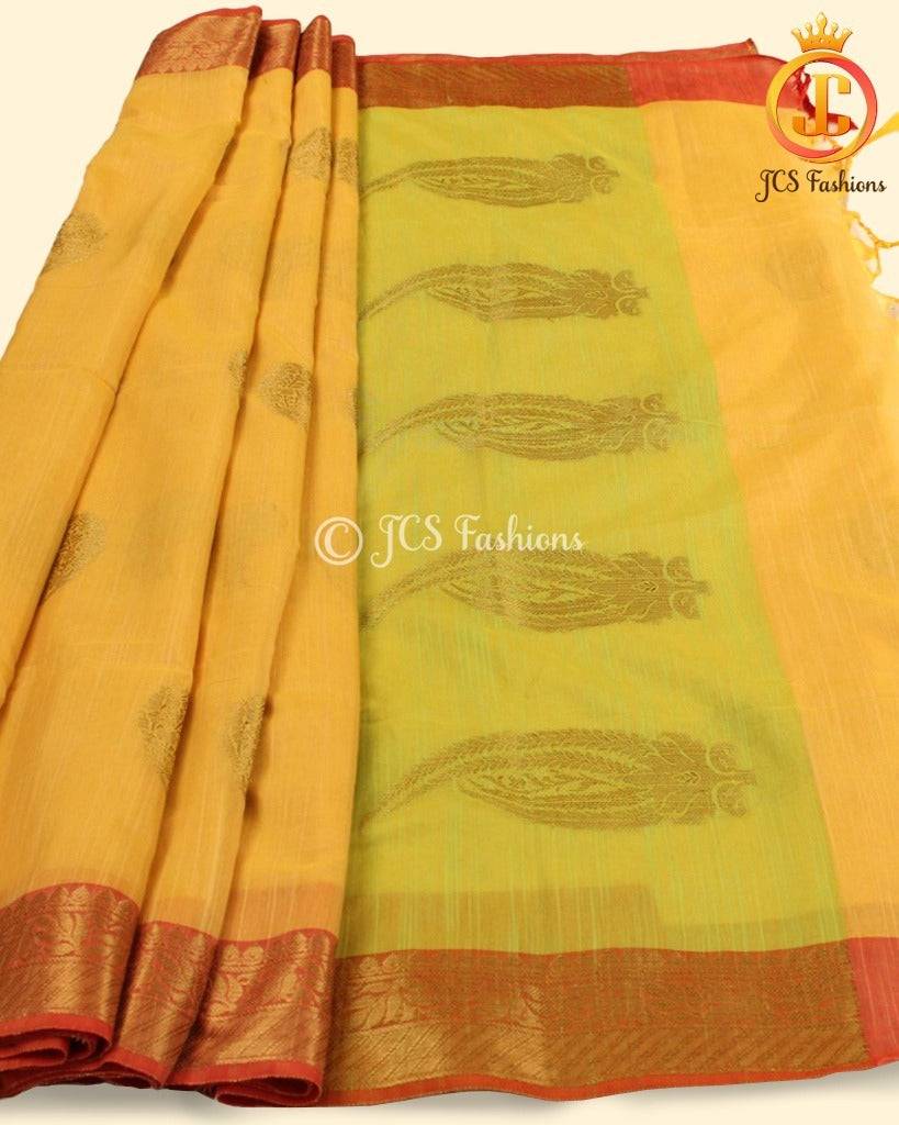 Rich Jute Banarasi Silk Saree in Yellow Saree JCS Fashions Yellow 5.5 meters