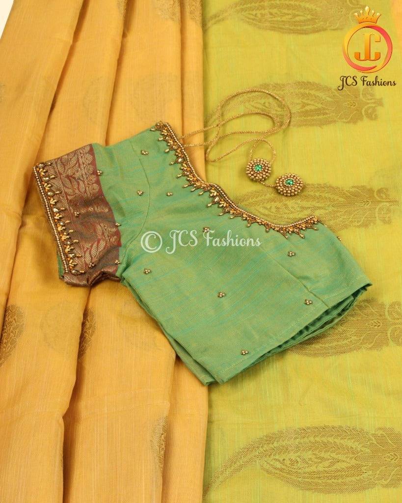 Rich Jute Banarasi Silk Saree in Yellow Saree JCS Fashions