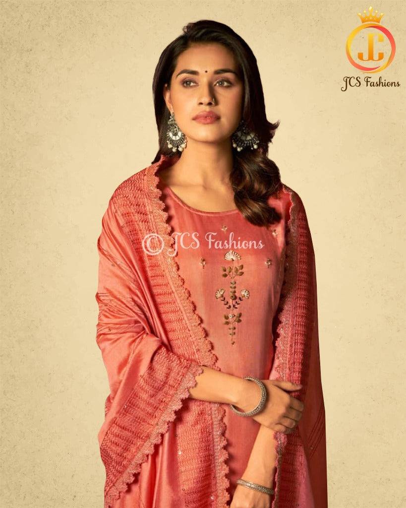 Fancy hand work 3 piece Salwar suit in Peach Kurti JCS Fashions peach Medium (38)