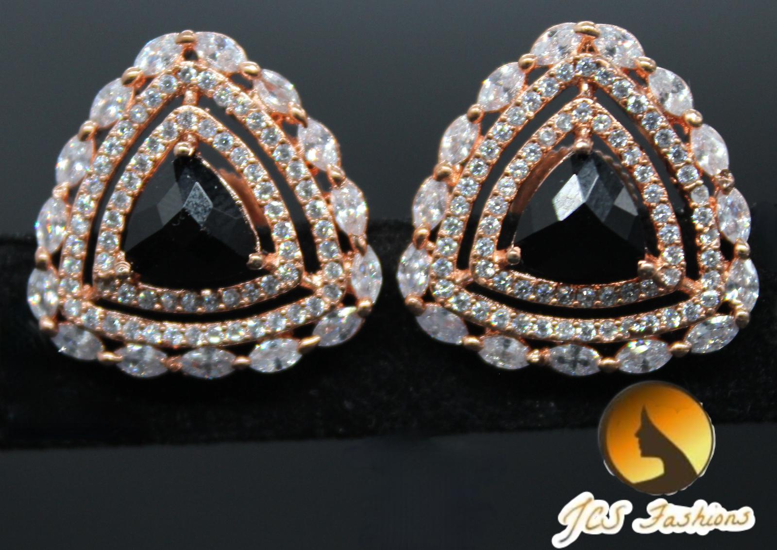 Very elegant, Beautiful and light weight Stone Stud earring. Jewelry JCS Fashions Black