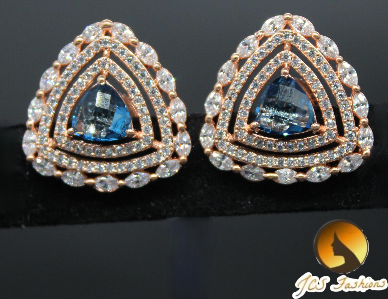 Very elegant, Beautiful and light weight Stone Stud earring. Jewelry JCS Fashions Blue