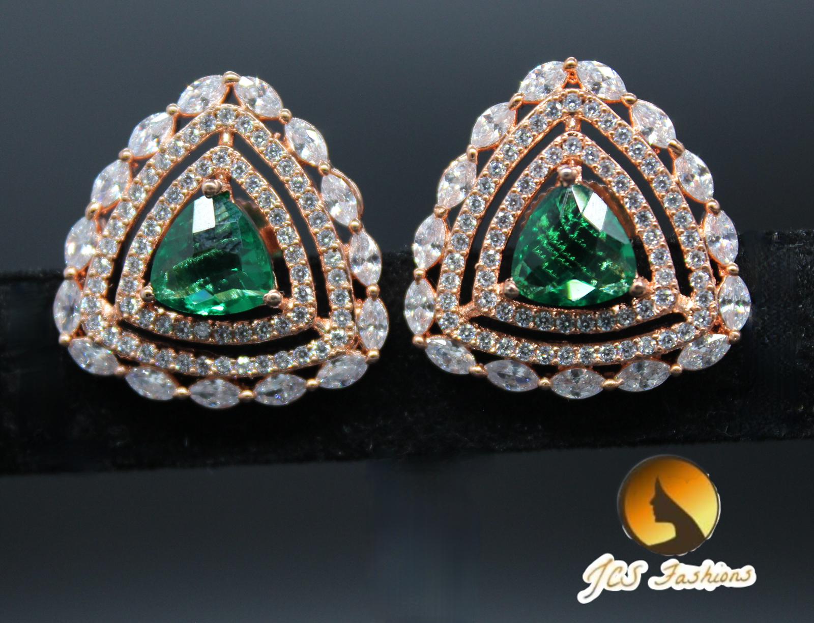 Very elegant, Beautiful and light weight Stone Stud earring. Jewelry JCS Fashions Emerald Green