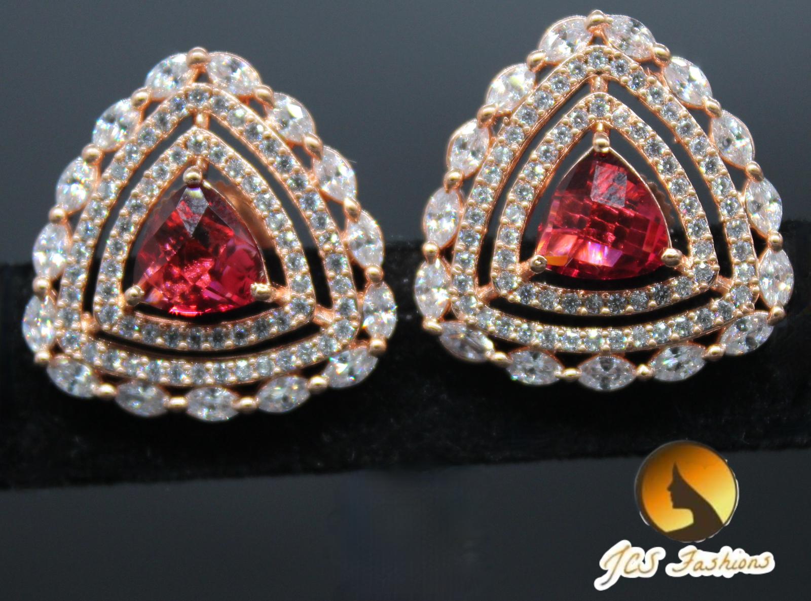 Very elegant, Beautiful and light weight Stone Stud earring. Jewelry JCS Fashions Red